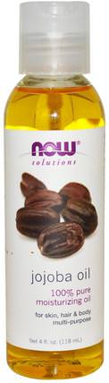 Solutions, Jojoba Oil, 4 fl oz (118 ml) by Now Foods, 健康，皮膚，荷荷巴油，沐浴，美容，香薰精油 HK 香港