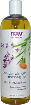 Solutions, Lavender Almond Massage Oil, 16 fl oz (473 ml) by Now Foods, 健康，皮膚，杏仁油外用，按摩油 HK 香港