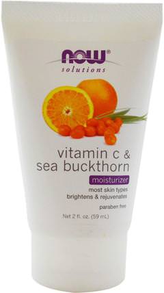 Solutions, Moisturizer, Vitamin C & Sea Buckthorn, 2 fl oz (59 ml) by Now Foods, 美容，面部護理，面霜，乳液，皮膚 HK 香港