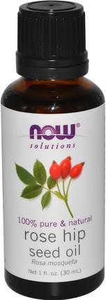 Solutions, Rose Hip Seed Oil, 1 fl oz (30 ml) by Now Foods, 沐浴，美容，香薰精油，玫瑰果籽油 HK 香港