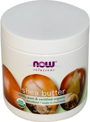 Solutions, Shea Butter, Certified Organic 7 fl oz (207 ml) by Now Foods, 洗澡，美容，乳木果油，現在食物洗澡，現在食用油 HK 香港