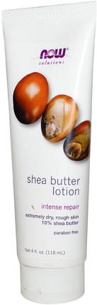 Solutions, Shea Butter Lotion, 4 fl oz (118 ml) by Now Foods, 洗澡，美容，潤膚露，乳木果油 HK 香港