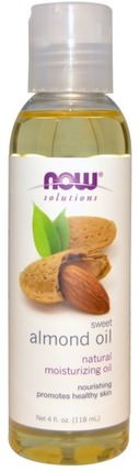 Solutions, Sweet Almond Oil, 4 fl oz (118 ml) by Now Foods, 健康，皮膚，杏仁油外用，按摩油 HK 香港