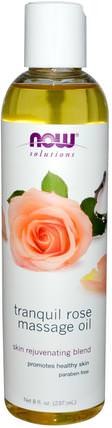 Solutions, Tranquil Rose Massage Oil, 8 fl oz (237 ml) by Now Foods, 健康，皮膚，按摩油 HK 香港