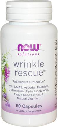 Solutions, Wrinkle Rescue, 60 Capsules by Now Foods, 補充劑，抗氧化劑 HK 香港