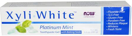 Solutions, XyliWhite, Toothpaste Gel, Platinum Mint, 6.4 oz (181 g) by Now Foods, 沐浴，美容，口腔牙齒護理，木糖醇口腔護理，牙膏 HK 香港