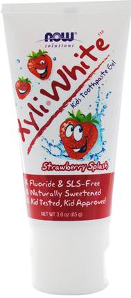 Solutions, XyliWhite, Kids Toothpaste Gel, Strawberry Splash, 3 oz (85 g) by Now Foods, 洗澡，美容，牙膏，嬰兒口腔護理 HK 香港