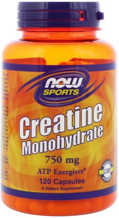Sports, Creatine Monohydrate, 750 mg, 120 Capsules by Now Foods, 運動，肌酸膠囊 HK 香港