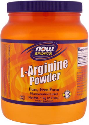 Sports, L-Arginine Powder, 1 kg (2.2 lbs) by Now Foods, 補充劑，氨基酸，精氨酸，精氨酸粉末 HK 香港