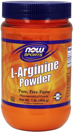 Sports, L-Arginine Powder, 1 lb (454 g) by Now Foods, 補充劑，氨基酸，精氨酸，精氨酸粉末 HK 香港