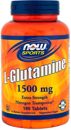 Sports, L-Glutamine, 1.500 mg, 180 Tablets by Now Foods, 補充劑，氨基酸，l谷氨酰胺，l谷氨酰胺片 HK 香港
