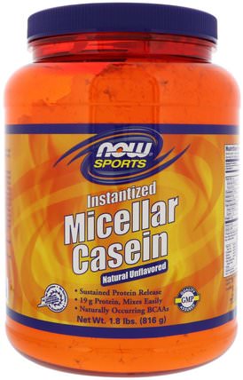 Sports, Micellar Casein, Instantized, Natural Unflavored, 1.8 lbs (816 g) by Now Foods, 補充劑，蛋白質 HK 香港