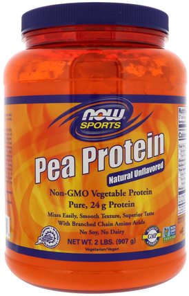 Sports, Pea Protein, Natural Unflavored, 2 lbs (907 g) by Now Foods, 補充劑，蛋白質，豌豆蛋白質 HK 香港