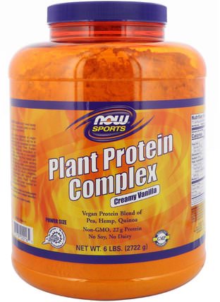 Sports, Plant Protein Complex, Creamy Vanilla, 6 lbs (2722 g) by Now Foods, 補充劑，蛋白質 HK 香港