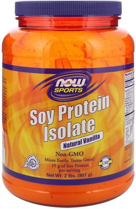 Sports, Soy Protein Isolate, Powder, Natural Vanilla, 2 lbs (907 g) by Now Foods, 補充劑，豆製品，大豆蛋白 HK 香港