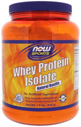 Sports, Whey Protein Isolate, Powder, Natural Vanilla, 1.8 lbs (816 g) by Now Foods, 補充劑，乳清蛋白 HK 香港
