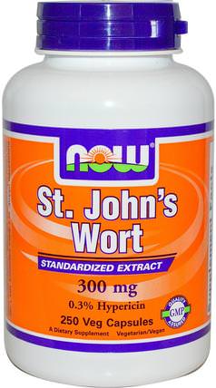 St. Johns Wort, 300 mg, 250 Veg Capsules by Now Foods, 草藥，聖。約翰斯麥汁 HK 香港