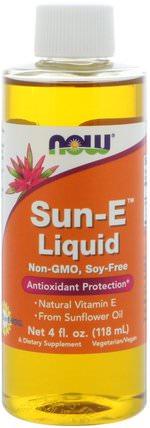 Sun-E Liquid, 4 fl oz (118 ml) by Now Foods, 維生素，維生素E，維生素E液 HK 香港