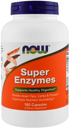 Super Enzymes, 180 Capsules by Now Foods, 補充劑，酶，消化酶 HK 香港