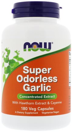 Super Odorless Garlic, 180 Veg Capsules by Now Foods, 補充劑，抗生素，大蒜，草藥，辣椒（辣椒），辣椒 HK 香港