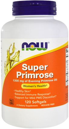 Super Primrose, Evening Primrose Oil, 1300 mg, 120 Softgels by Now Foods, 補充劑，efa omega 3 6 9（epa dha），月見草油，月見草油軟膠囊 HK 香港