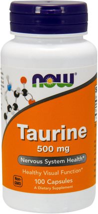 Taurine, 500 mg, 100 Capsules by Now Foods, 補充劑，氨基酸，牛磺酸 HK 香港