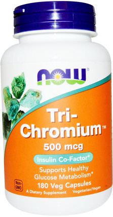 Tri-Chromium, 500 mcg, 180 Veg Capsules by Now Foods, 補品，礦物質，鉻 HK 香港
