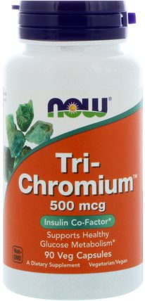 Tri-Chromium, 500 mcg, 90 Veg Capsules by Now Foods, 補品，礦物質，鉻，健康，血糖 HK 香港