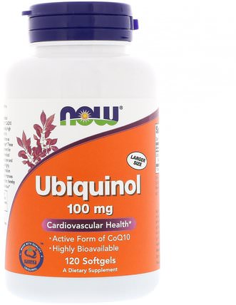 Ubiquinol, 100 mg, 120 Softgels by Now Foods, 補充劑，抗氧化劑，泛醇qh，泛醇coq10 HK 香港