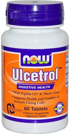 Ulcetrol, 60 Tablets by Now Foods, 補充劑，礦物質，鋅肌肽（pepzin gi），健康，潰瘍 HK 香港