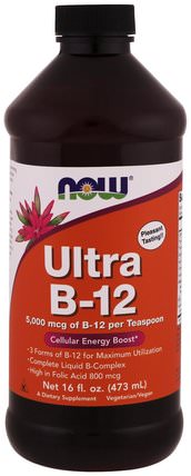 Ultra B-12, 5.000 mcg, 16 fl oz (473 ml) by Now Foods, 維生素，維生素b HK 香港