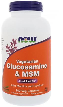 Vegetarian Glucosamine & MSM, 240 Veg Capsules by Now Foods, 補充劑，氨基葡萄糖 HK 香港