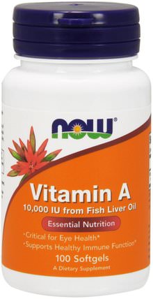 Vitamin A, 10.000 IU, 100 Softgels by Now Foods, 維生素，維生素a HK 香港