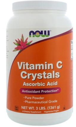 Vitamin C Crystals, 3 lbs (1361 g) by Now Foods, 維生素，維生素c，維生素C粉和晶體 HK 香港
