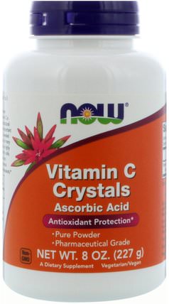 Vitamin C Crystals, 8 oz (227 g) by Now Foods, 維生素，維生素c，維生素C粉和晶體 HK 香港