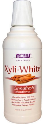 Solutions, XyliWhite Mouthwash, Cinnafresh, 16 fl oz (473 ml) by Now Foods, 沐浴，美容，口腔牙齒護理，木糖醇口腔護理 HK 香港