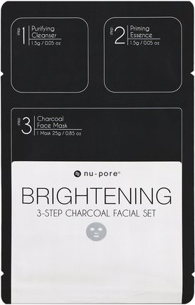 Brightening 3-Step Charcoal Facial Set, 1 Pack by Nu-Pore, 美容，面膜，面膜 HK 香港