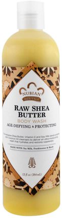 Body Wash, Raw Shea Butter, 13 fl oz (384 ml) by Nubian Heritage, 洗澡，美容，乳木果油，沐浴露 HK 香港