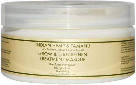 Grow & Strengthen Treatment Masque, Indian Hemp & Tamanu, 10 oz (283 g) by Nubian Heritage, 洗澡，美容，頭髮，頭皮，洗髮水，護髮素，護髮素 HK 香港