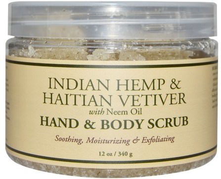 Hand & Body Scrub, Indian Hemp & Haitian Vetiver, with Neem Oil, 12 oz (340 g) by Nubian Heritage, 洗澡，美容，身體磨砂，肥皂，手部磨砂 HK 香港