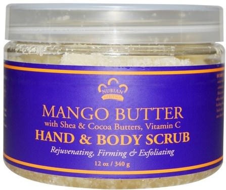 Hand & Body Scrub, Mango Butter, 12 oz (340 g) by Nubian Heritage, 洗澡，美容，身體磨砂，肥皂，手部磨砂 HK 香港