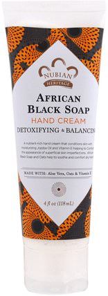 Hand Cream, African Black Soap, 4 fl oz (118 ml) by Nubian Heritage, 洗澡，美容，護手霜，水楊酸 HK 香港