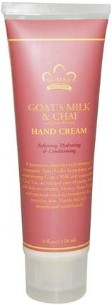 Hand Cream, Goats Milk & Chai, 4 fl oz (118 ml) by Nubian Heritage, 洗澡，美容，護手霜 HK 香港