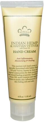 Hand Cream, Indian Hemp & Haitian Vetiver, 4 fl oz (118 ml) by Nubian Heritage, 洗澡，美容，護手霜 HK 香港