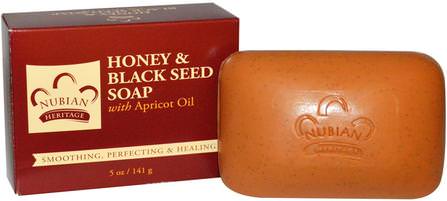 Honey & Black Seed Soap, 5 oz (141 g) by Nubian Heritage, 洗澡，美容，肥皂 HK 香港