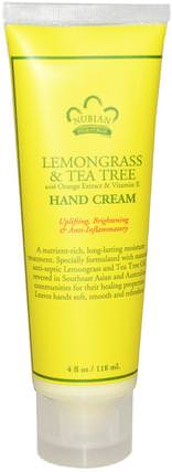Lemongrass & Tea Tree Hand Cream, 4 fl oz (118 ml) by Nubian Heritage, 洗澡，美容，護手霜 HK 香港