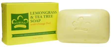 Lemongrass & Tea Tree Soap, 5 oz (141 g) by Nubian Heritage, 健康，皮膚，茶樹，茶樹香皂，沐浴，美容，肥皂 HK 香港