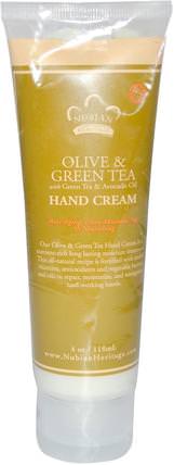 Olive & Green Tea Hand Cream, 4 fl oz (118 ml) by Nubian Heritage, 沐浴，美容，護手霜，面部護理，面霜乳液，精華素，綠茶皮膚 HK 香港