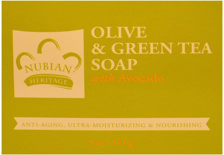 Olive & Green Tea Soap with Avocado, 5 oz (141 g) by Nubian Heritage, 洗澡，美容，肥皂 HK 香港