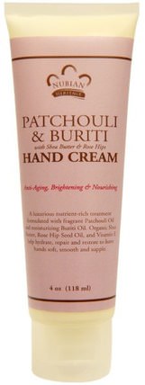 Hand Cream, Patchouli & Buriti, 4 oz (118 ml) by Nubian Heritage, 洗澡，美容，護手霜 HK 香港